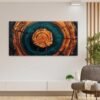 Modern Gold And Blue Wall Art Framed Canvas Print of Tree Rings Painting - Image 6