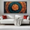 Modern Gold And Blue Wall Art Framed Canvas Print of Tree Rings Painting - Image 8