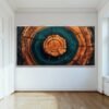 Modern Gold And Blue Wall Art Framed Canvas Print of Tree Rings Painting - Image 5
