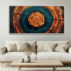 Modern Gold And Blue Wall Art Framed Canvas Print of Tree Rings Painting - Image 4