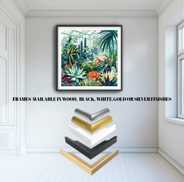Garden Print For Living Room Square Print with white border Available framed and unframed framed