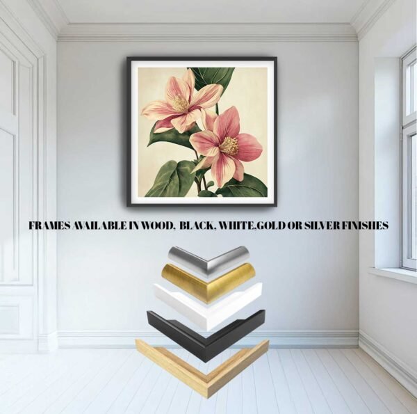 Lilies Vintage Flower Art Print Square Framed Wall Art