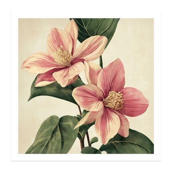Lilies Vintage Flower Art Print Square Wall Art