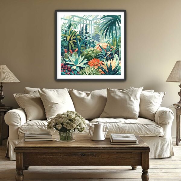 Garden Print For Living Room Square Print with white border Available framed and unframed framed