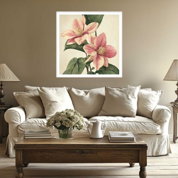 Lilies Vintage Flower Art Print Square Wall Art Unframed Print