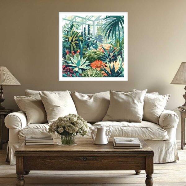 Garden Print For Living Room Square Print with white border Available framed and unframed framed