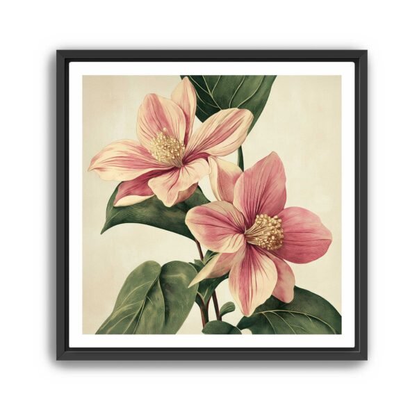 Lilies Vintage Flower Art Print Square Framed Wall Art